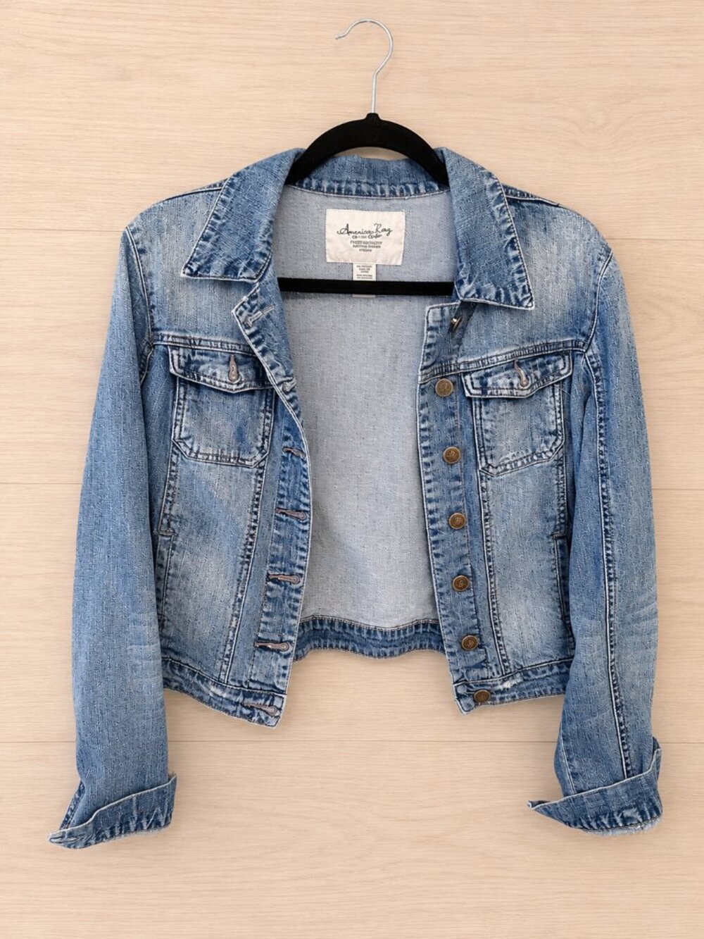 American Rag Cropped Denim Jacket | Light Wash | Size M